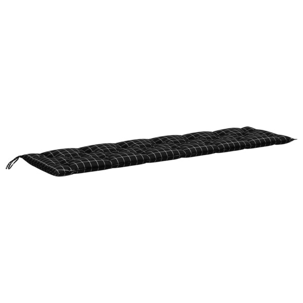 Cojines para banco jardín 2 uds tela a cuadros negro 200x50x7cm Cojines para banco jardín 2 uds tela a cuadros negro 200x50x7cm