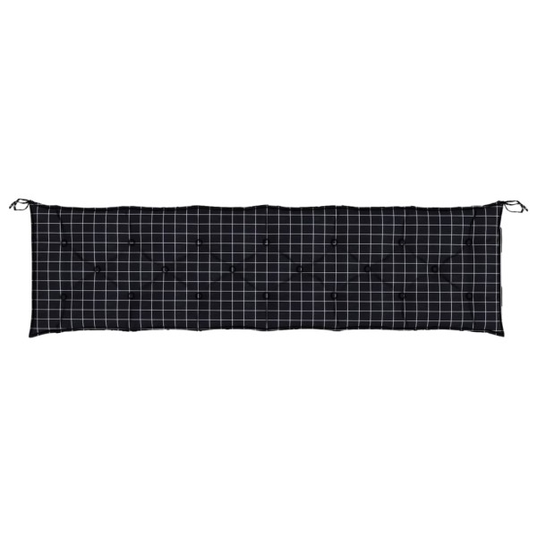 Cojines para banco jardín 2 uds tela a cuadros negro 200x50x7cm Cojines para banco jardín 2 uds tela a cuadros negro 200x50x7cm