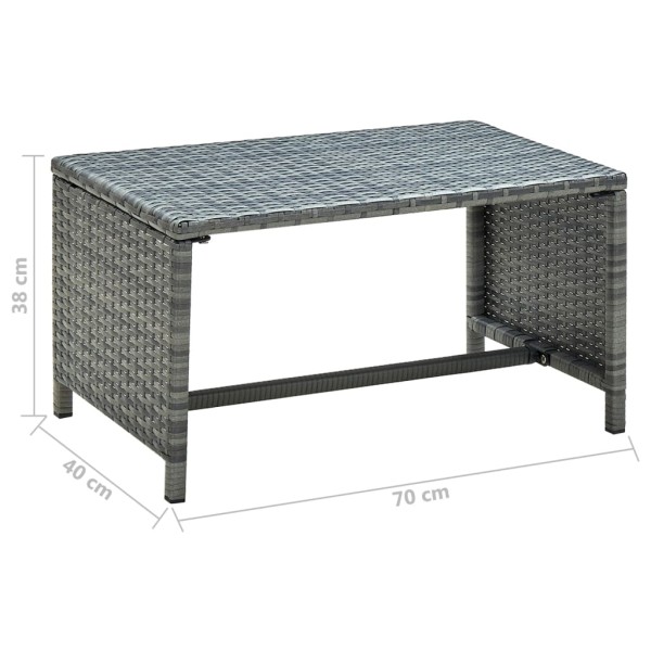 Mesa de centro de ratán sintético gris 70x40x38 cm Mesa de centro de ratán sintético gris 70x40x38 cm