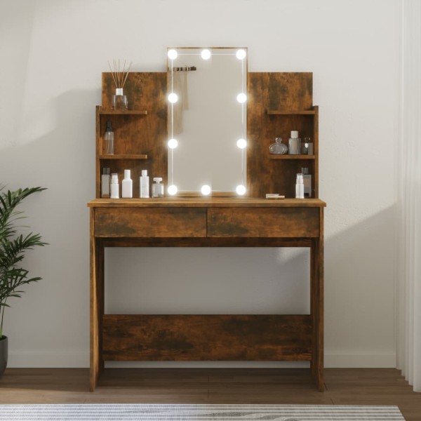 Tocador con LED color roble ahumado 86,5x35x136 cm Tocador con LED color roble ahumado 86,5x35x136 cm