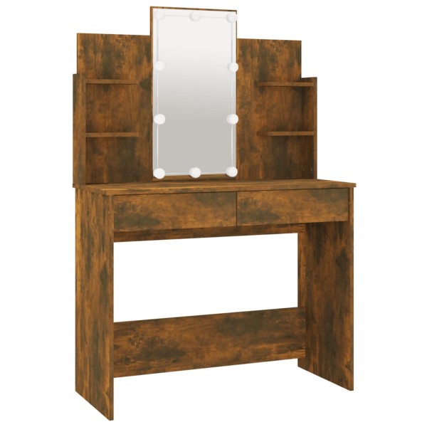 Tocador con LED color roble ahumado 86,5x35x136 cm Tocador con LED color roble ahumado 86,5x35x136 cm