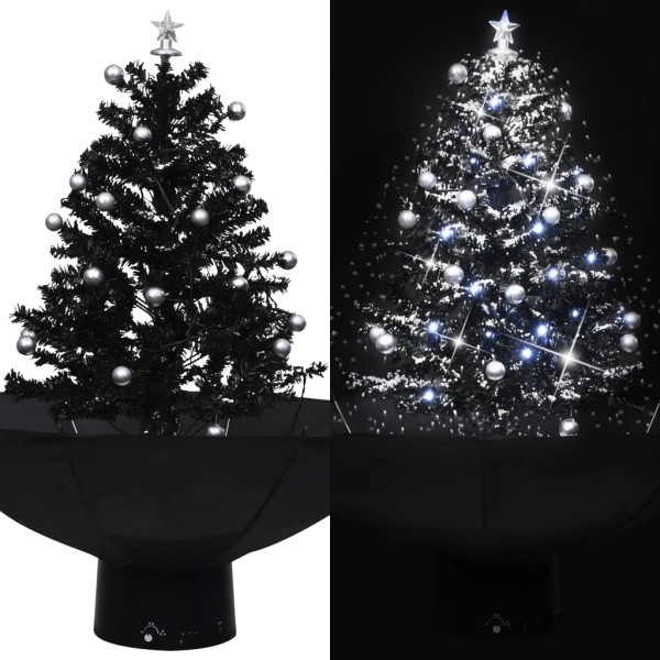 Árbol de Navidad con nieve con base de paraguas PVC negro 75 cm Árbol de Navidad con nieve con base de paraguas PVC negro 75 cm