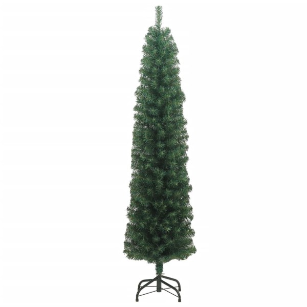 Árbol de Navidad artificial delgado y soporte PVC verde 210 cm Árbol de Navidad artificial delgado y soporte PVC verde 210 cm
