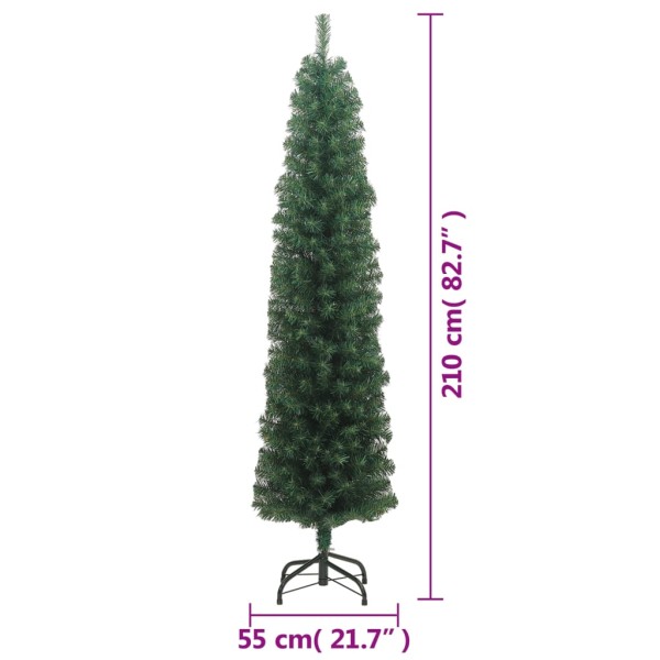 Árbol de Navidad artificial delgado y soporte PVC verde 210 cm Árbol de Navidad artificial delgado y soporte PVC verde 210 cm