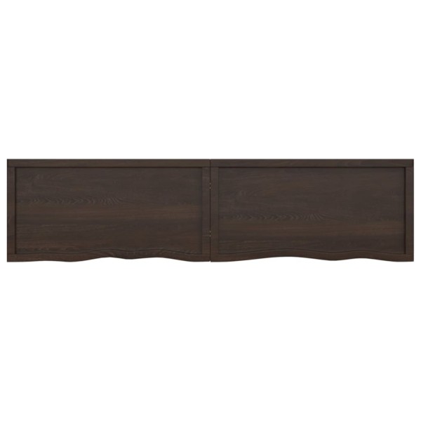 Estante pared madera roble tratada marrón oscuro 200x50x(2-6)cm Estante pared madera roble tratada marrón oscuro 200x50x(2-6)cm