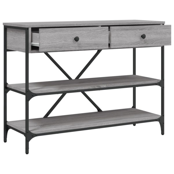 Mesa consola con cajones estantes madera ingeniería Sonoma gris Mesa consola con cajones estantes madera ingeniería Sonoma gris