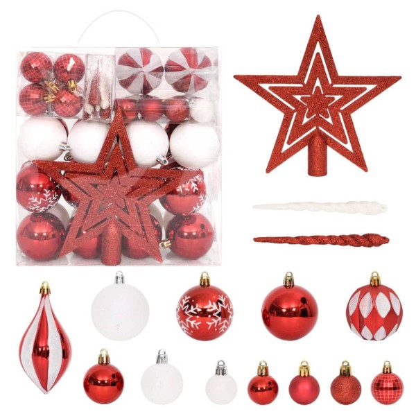 Juego de adornos de navidad de 64 piezas rojo y blanco Juego de adornos de navidad de 64 piezas rojo y blanco