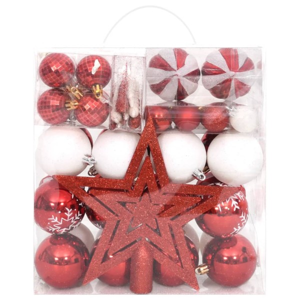 Juego de adornos de navidad de 64 piezas rojo y blanco Juego de adornos de navidad de 64 piezas rojo y blanco
