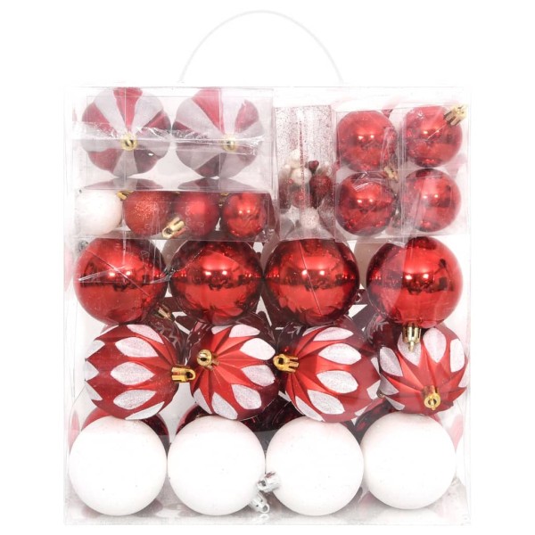 Juego de adornos de navidad de 64 piezas rojo y blanco Juego de adornos de navidad de 64 piezas rojo y blanco
