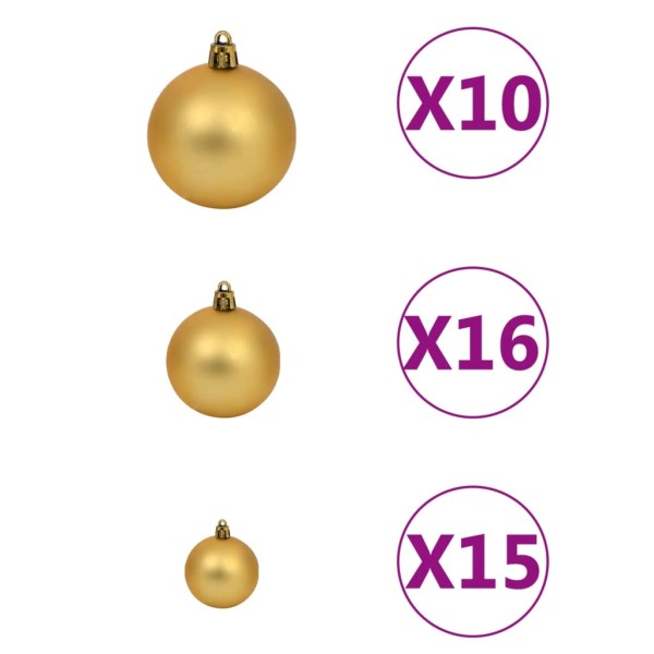 Set de bolas de Navidad 120 pzas con pico 300 LED dorado bronce Set de bolas de Navidad 120 pzas con pico 300 LED dorado bronce