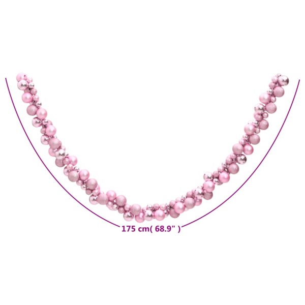 Corona de bolas de Navidad poliestireno rosa 175 cm Corona de bolas de Navidad poliestireno rosa 175 cm