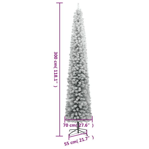 Árbol Navidad estrecho con soporte y nieve artificial PVC 300cm Árbol Navidad estrecho con soporte y nieve artificial PVC 300cm