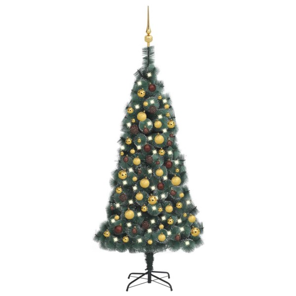 Árbol de Navidad artificial con LEDs y bolas PVC verde 150 cm Árbol de Navidad artificial con LEDs y bolas PVC verde 150 cm