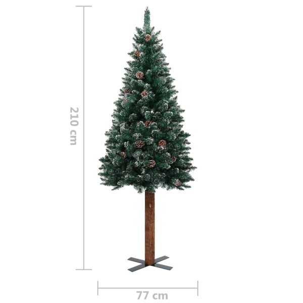 Árbol de Navidad delgado con luces y bolas verde 210 cm Árbol de Navidad delgado con luces y bolas verde 210 cm
