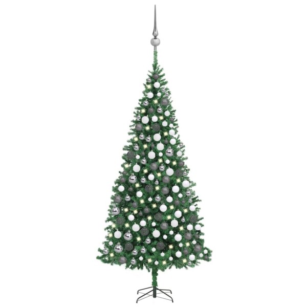 Árbol de Navidad artificial con luces LEDs y bolas verde 300 cm