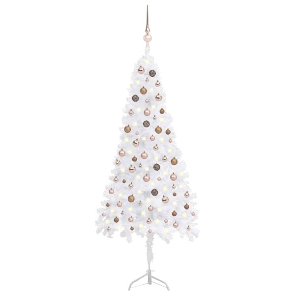 Árbol de Navidad de esquina LED y bolas PVC blanco 210 cm Árbol de Navidad de esquina LED y bolas PVC blanco 210 cm
