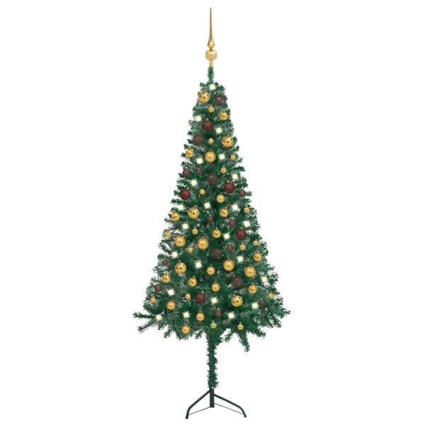 Árbol de Navidad artificial de esquina LED y bolas verde 150 cm Árbol de Navidad artificial de esquina LED y bolas verde 150 cm