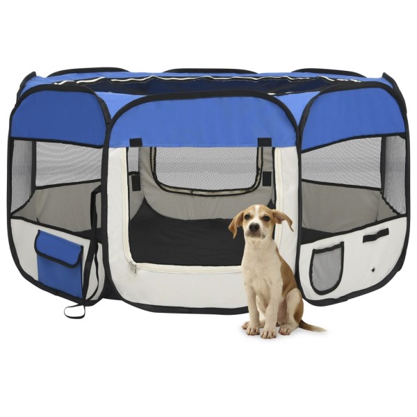 Parque de perros plegable y bolsa transporte azul 125x125x61cm Parque de perros plegable y bolsa transporte azul 125x125x61cm