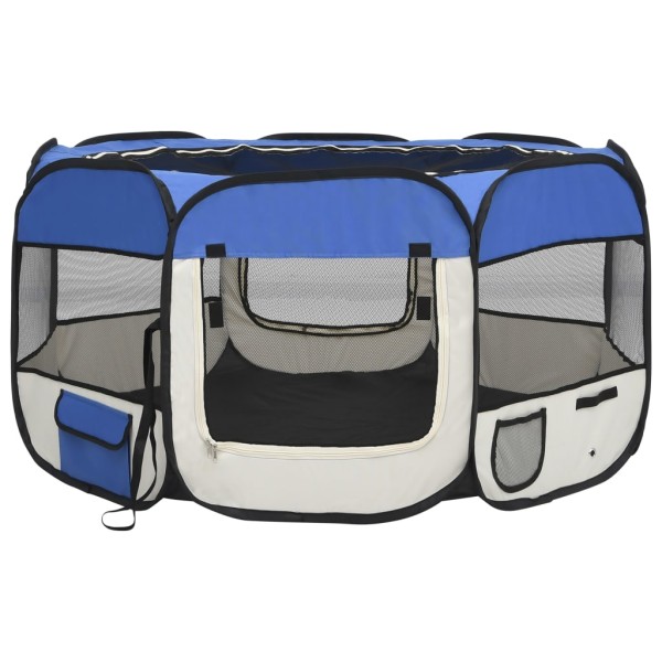 Parque de perros plegable y bolsa transporte azul 125x125x61cm Parque de perros plegable y bolsa transporte azul 125x125x61cm