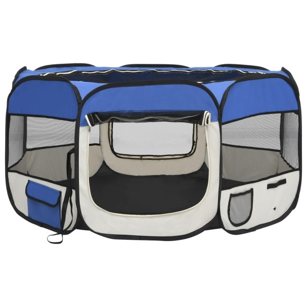 Parque de perros plegable y bolsa transporte azul 125x125x61cm Parque de perros plegable y bolsa transporte azul 125x125x61cm