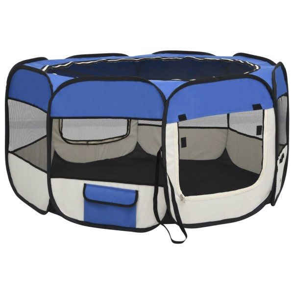 Parque de perros plegable y bolsa transporte azul 125x125x61cm Parque de perros plegable y bolsa transporte azul 125x125x61cm