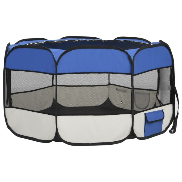 Parque de perros plegable y bolsa transporte azul 125x125x61cm Parque de perros plegable y bolsa transporte azul 125x125x61cm