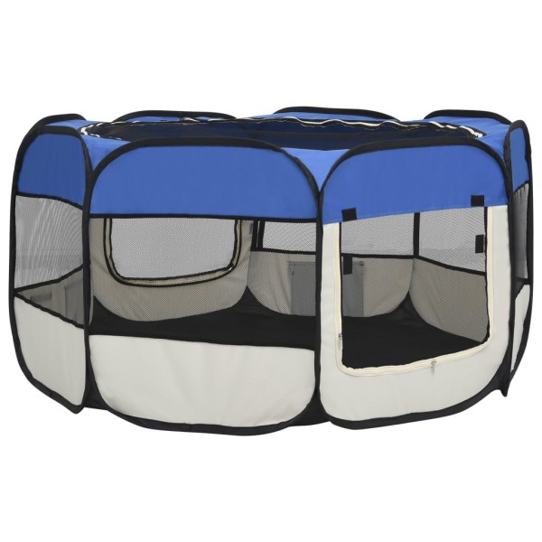 Parque de perros plegable y bolsa transporte azul 125x125x61cm Parque de perros plegable y bolsa transporte azul 125x125x61cm