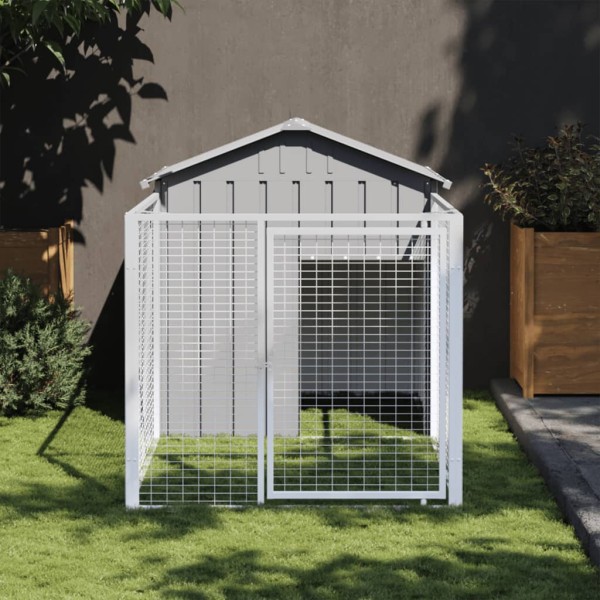 Caseta perros corral acero galvanizado gris claro 117x201x123cm Caseta perros corral acero galvanizado gris claro 117x201x123cm