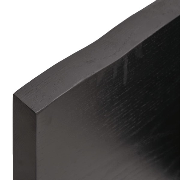 Estante pared madera roble tratada marrón oscuro 220x50x(2-4)cm Estante pared madera roble tratada marrón oscuro 220x50x(2-4)cm