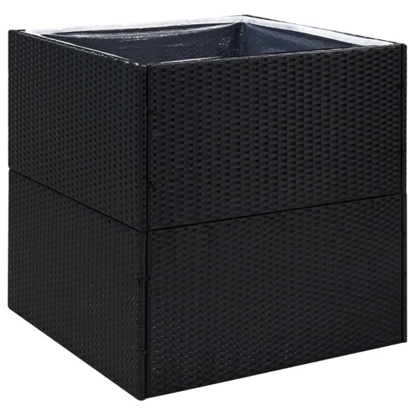 Jardinera de ratán sintético negra 80x80x80 cm Jardinera de ratán sintético negra 80x80x80 cm