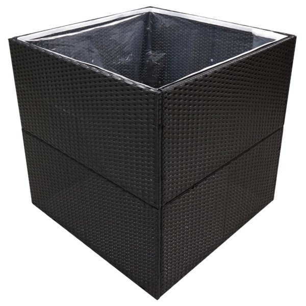 Jardinera de ratán sintético negra 80x80x80 cm Jardinera de ratán sintético negra 80x80x80 cm