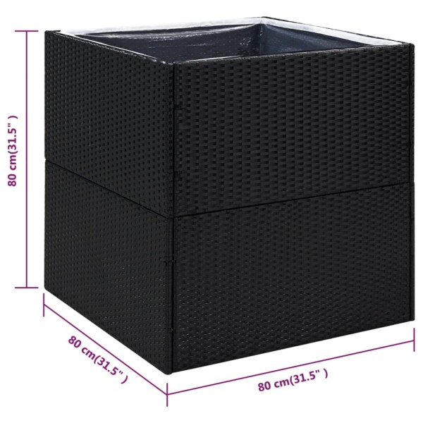 Jardinera de ratán sintético negra 80x80x80 cm Jardinera de ratán sintético negra 80x80x80 cm