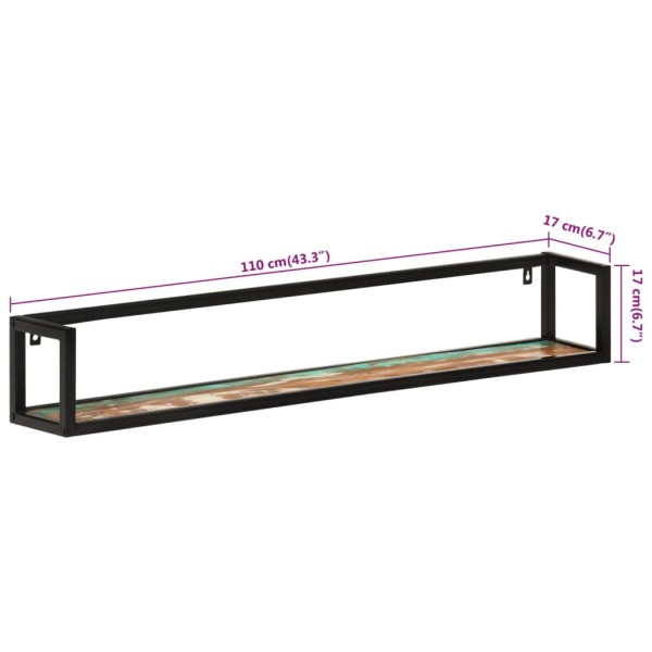 Estantes de pared 2 uds madera maciza mango hierro 110x17x17 cm Estantes de pared 2 uds madera maciza mango hierro 110x17x17 cm