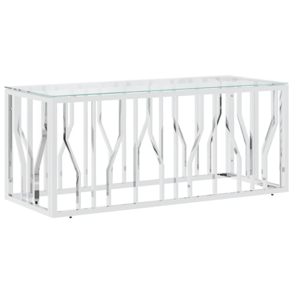 Mesa de centro acero inoxidable y vidrio 110x45x45 cm Mesa de centro acero inoxidable y vidrio 110x45x45 cm