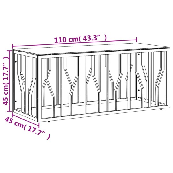 Mesa de centro acero inoxidable y vidrio 110x45x45 cm Mesa de centro acero inoxidable y vidrio 110x45x45 cm