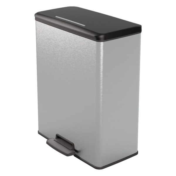 Curver Papelera de pedal doble Deco plateado 26L+26L Curver Papelera de pedal doble Deco plateado 26L+26L