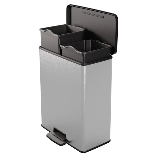 Curver Papelera de pedal doble Deco plateado 26L+26L Curver Papelera de pedal doble Deco plateado 26L+26L
