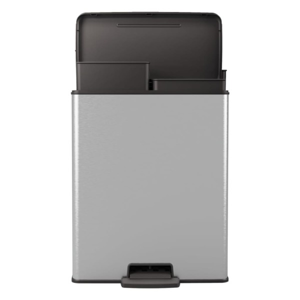 Curver Papelera de pedal doble Deco plateado 26L+26L Curver Papelera de pedal doble Deco plateado 26L+26L