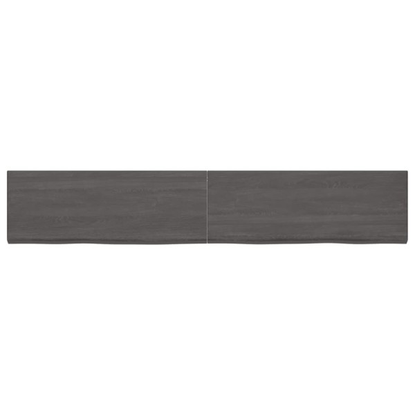 Estante pared madera roble tratada marrón oscuro 220x40x(2-4)cm Estante pared madera roble tratada marrón oscuro 220x40x(2-4)cm