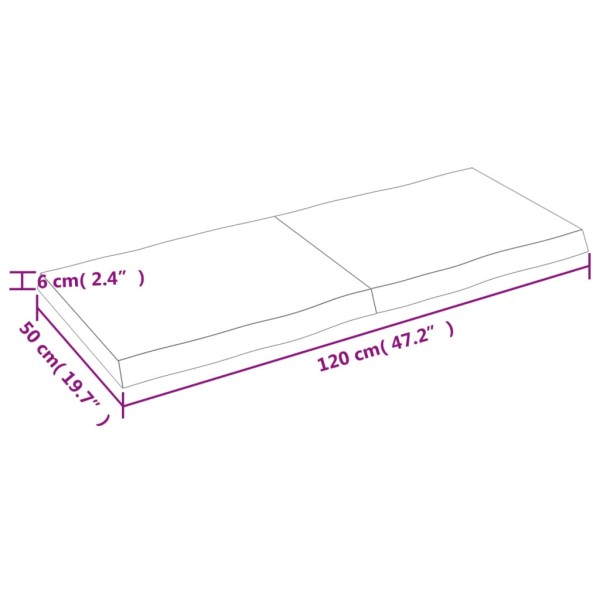 Tablero mesa madera tratada borde natural marrón 120x50x(2-6)cm Tablero mesa madera tratada borde natural marrón 120x50x(2-6)cm