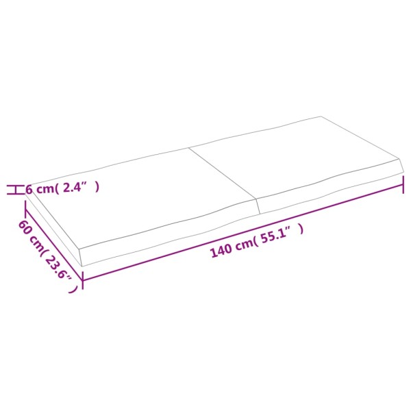 Tablero mesa madera tratada borde natural marrón 140x60x(2-6)cm Tablero mesa madera tratada borde natural marrón 140x60x(2-6)cm