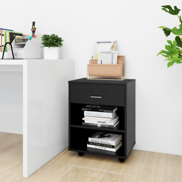 Armario con ruedas madera contrachapada negro 46x36x59 cm Armario con ruedas madera contrachapada negro 46x36x59 cm