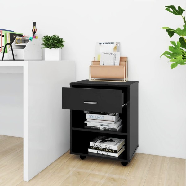 Armario con ruedas madera contrachapada negro 46x36x59 cm Armario con ruedas madera contrachapada negro 46x36x59 cm