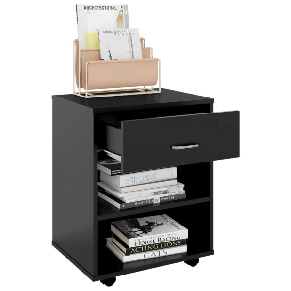 Armario con ruedas madera contrachapada negro 46x36x59 cm Armario con ruedas madera contrachapada negro 46x36x59 cm