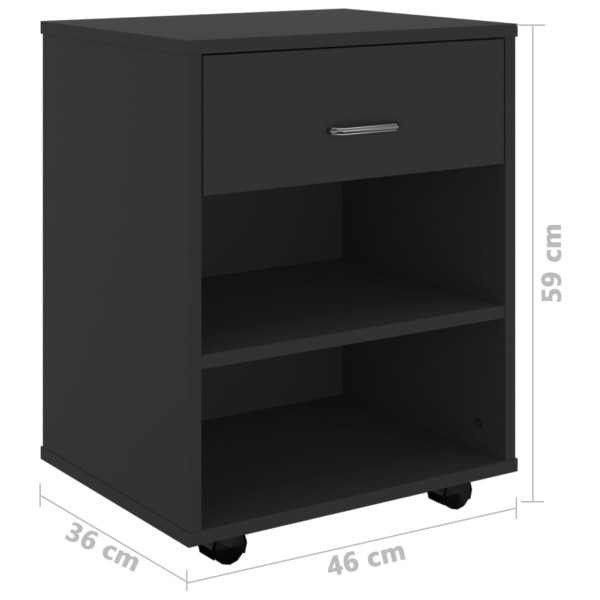 Armario con ruedas madera contrachapada negro 46x36x59 cm Armario con ruedas madera contrachapada negro 46x36x59 cm