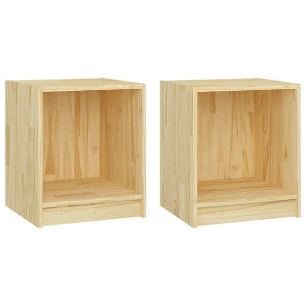 Mesitas de noche 2 uds madera maciza de pino 35,5x33,5x41,5 cm Mesitas de noche 2 uds madera maciza de pino 35,5x33,5x41,5 cm