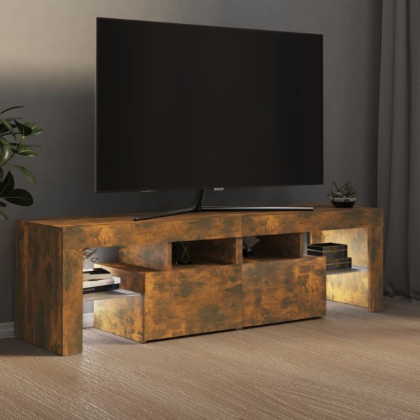 Mueble de TV con luces LED color roble ahumado 140x36,5x40 cm Mueble de TV con luces LED color roble ahumado 140x36,5x40 cm