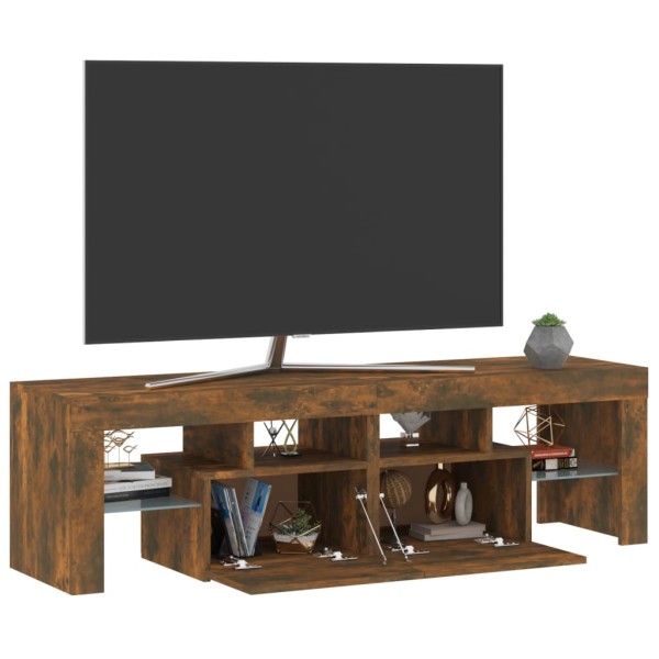 Mueble de TV con luces LED color roble ahumado 140x36,5x40 cm Mueble de TV con luces LED color roble ahumado 140x36,5x40 cm