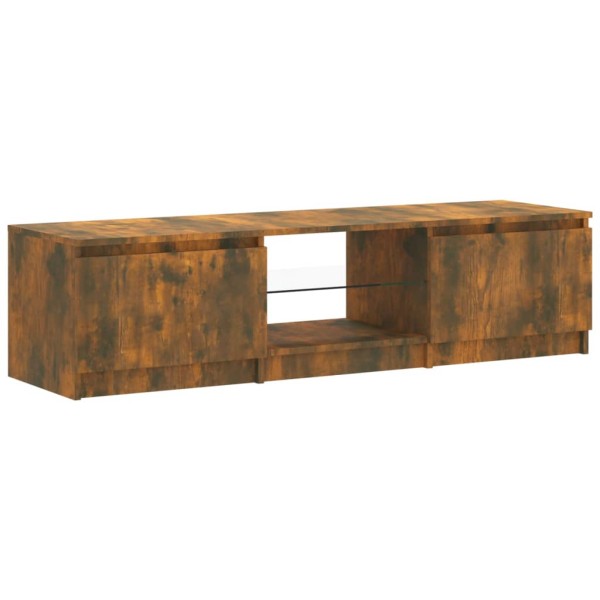 Mueble de TV con luces LED roble ahumado 140x40x35,5 cm Mueble de TV con luces LED roble ahumado 140x40x35,5 cm
