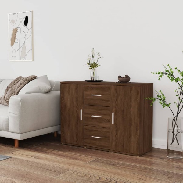 Aparador de madera contrachapada roble marrón 91x29,5x65 cm Aparador de madera contrachapada roble marrón 91x29,5x65 cm